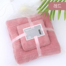 호텔수건 수건답례품 고급수건 기념수건 두꺼운수건 수건선물 1set_세면타올(1p)+샤워타올(1p)[3+1], 레드