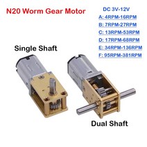 전기 모터 속도조절기 전동 소형 유압 부품 1pcs n20 모든 금속 기어 dc 3v-12v 4rpm-381rpm 스마트 로봇 용 저속 고 토크 이중 축 엔진 웜 감소, b 7rpm-27rpm, 단일 샤프트
