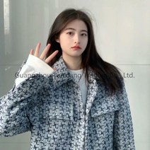 HAENGBUK 2022 이른 봄 빈티지 니트 트위드 터틀넥 루즈핏 점퍼 코트 상의녀