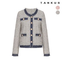 탱커스 탱커스 여성 수술 라인 트위드 체크 자켓