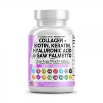 124615 콜라겐 콤플렉스 1000mg 비오틴 10000mcg 쏘팔메토 2500mg 히알루론산 케라틴 콤플렉스 - 모발 피부 및 손톱 비타민 E 엽산 호박씨 함유 비타민 및 DH