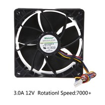 광부 냉각 팬 12038 12V 3A 듀얼 볼 베어링 브러시리스 4 와이어 PWM 공기 쿨러, One Color, One Size