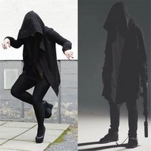 COSYEVNO 다크 블랙 힙합 후드 코트 망토 코트