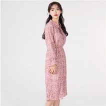 셀러허브 패션 여자 꽃무늬 중간 잔주름 프릴 페미닌 드레스