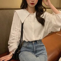 메이첼 빅 라운드 카라 조임 포인트 블라우스