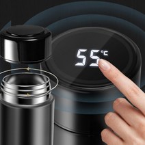 신광 스마트텀블러 LED 스텐텀블러500M 온도텀블러 보온병, 블랙500mL