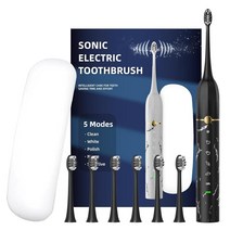 Maxwisdom Electric Toothbrush with Travel Case - for Adults 15 Modes 6 Dupont Brush Heads 4 Months, Black