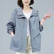 스타일아유 봄가을 키작녀 후드 숏 트렌치 여성 엄마옷 오버핏 캐주얼 코트 JP0277