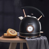220V-240V 1.8L 1800W 304 스테인레스 스틸 전기 주전자 수온 조절 미터 끓는 커피 차, [02] Black, [02] UK
