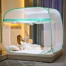 MBH 고방정접이식삼문몽골모기장, 200*220cm 2.0 m 침대, 연꽃 연못에 달빛
