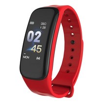 C1 플러스 스마트 팔찌 심박수 혈압 건강 방수 스마트 워치 스포츠 시계 팔찌 피트니스 트래커 Smartwatch, 02 Red