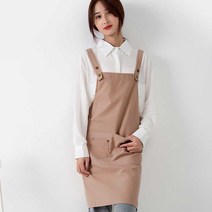 에스앤 포켓업 틱톡 버튼 앞치마 캔버스 목공 커피숍 카페 여성, 핑크베이지