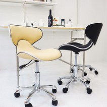 (카라 네일가구/인테리어) 웨이브 체어 감성 인테리어 등받이 네일의자 미용 병원 패디 시술의자, 1개구매, 아이보리