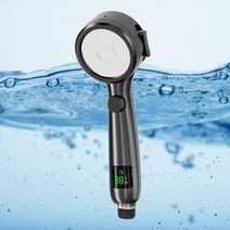 라이프랩 LED 온도표시 샤워기 목욕물 온도 샤워기 헤드 샤워실 목욕탕 고급 샤워기헤드 블랙