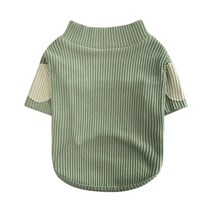 퍼니퍼플 강아지 반려동물 옷 패치 폴라 티셔츠, 민트 M