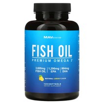 MAV Nutrition 피쉬 오일 프리미엄 오메가3 천연 레몬 맛 소프트젤 옵션확인필수