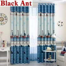 해적선 커튼 침실 푸른 바다 인쇄 만화 현대 그늘 창 커튼 거실 얇은 명주 그물 cortinas x751 4