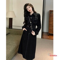 리앤킴 여성 봄 빅사이즈 셔츠 데님 롱 원피스 GH872