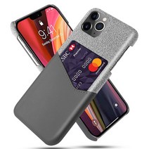 충격 방지 케이스 iPhone 13 12 Mini Pro Max 비즈니스 패브릭 + 가죽 카드 홀더 장착 커버, 03 GRAY_08 iPhone 13 Pro Max