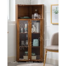 모서리 구석 앤틱 그릇장 그릇 수납장 주방 서랍장 장식장, 직접 설치, 브라운 55X126X40