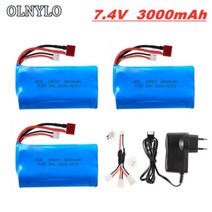18650 7.4V 3000MAH lipo 배터리 2s Wltoys 12423 10428 12429 12401 12402 12402A RC 자동차 예비 부품 충전기 7.4V 20, 단일, 1개, 3pcs EU 3in1