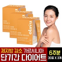 다이어트 보조제 환 타입 스틱형 HCA 가르시니아 차전자피 식이섬유 푸룬농축분말 락토바실러스 플란타럼 탄수화물 컷팅제 체지방감소 분해 30대 40대 50대 단기간 살빼기 방법 추천, 30포 X 3개