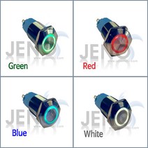 메탈 스위치 푸쉬 온 방수 전원 12V 링 LED 16mm 모음, 레드 [HAS2920-1]