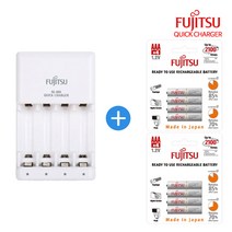 후지쯔 2100회충전 AAA 충전지 8알+급속 충전기 세트