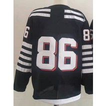 아이스하키복 아이스하키져지 아이스 필드 하키 유니폼 No.86 우리는 좋아하는 이름 패턴 로고 자수 스포, 01 Black_04 XL