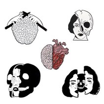 실험실 소모품 3~ 6 개/대/set 혼합 테마 에나멜 핀 고양이 개 책 읽기 바다 파도 심장 두뇌 인어 사용자, 한개옵션1, 01 set1
