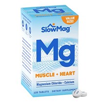 손절임 눈떨림 영양제 slowmag mg 근육 + 심장 염화마그네슘 칼슘 보충제 포함 120개, 180개(1팩)