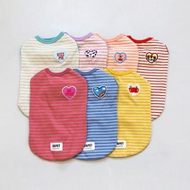 유앤펫 강아지 와펜 스트라이프 나시 티셔츠(M~XL), 퍼플