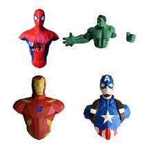3D 입체 벽걸이 퍼즐 종이 모형 벽 예술 조각 모델 홈 장식 만들기 종이모형, B  - iron Man