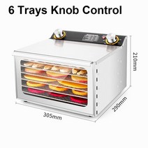 농산물 소형 야채 건조기 110v220v 6 쟁반 건조 식품 탈수기 스낵 탈수 공기 건조기 스테인레스 스틸 과일 야채 허브 고기 건조기가정용 산업용 고추말리는 기계, 노브 컨트롤, 유럽 ​​연합, 220v
