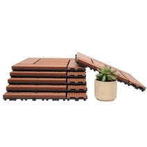 Famobay 목재 플라스틱 합성 파티오 데크 타일 (30.5cm x 30.5cm(12인치 x 12인치) 6개 3D 공동 압출 다크 그레이) DIY 인터로킹 데크 타일 바닥, 12