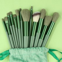 메이크업브러쉬 브러쉬세트 13/14Pcs 메이크업 브러쉬 세트 소프트 솜털 뷰티 화장품 파운데이션 파우더 블, 한개옵션1, 02 13pcs Green Bag