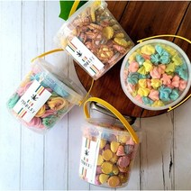 말리 머랭쿠키 대용량 버켓 1.5L 130g 답례품 수제 솜사탕쿠키, 프레즐