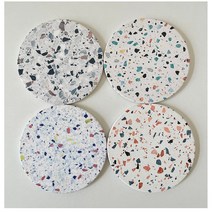 더공감 규조토 컵받침 원형 코스터 4P, 랜덤혼합 4P
