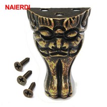 naierdi 골동품 황동 보석 가슴 나무 상자 캐비닛 장식 피트 다리 코너 보호대 가구 금속 공예 하드웨어, 한개옵션0