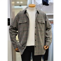 AD HOC 2컬러 체크헤링본 오버핏 아우터형 셔켓 XX1HLS02LG3405