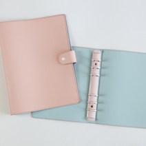 6공 다이어리 투톤 커버 A5 A6 가죽 다이어리 바인더, 투톤 6공 다이어리 커버_01핑크블루A6