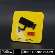 안전 용품 3d 모양 arcylic warning 징후 스티커 방수 24 시간 비디오 감시 로그인 실내 야외 cctv 보안 카메라 사무실, 노란색