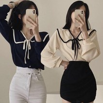 도매언니 카라 리본 매듭 블라우스 URK-178 여성