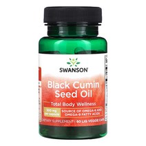 스완슨 Swanson Black Cumin Seed Oil 블랙커민 씨드오일 500mg 60액체베지캡슐, 60정, 1개