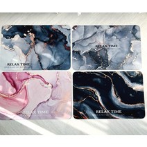 대리석무늬 빠른건조 세탁가능한 미끄럼방지 주방 화장실 욕실 발 매트, 블랙마블