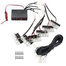6x3 LED 경고 사용 자동차 스트로브 조명 차량 전면 그릴 비상 점멸등 바 플래시 모드 빨간색/파란색/노란, 05 White