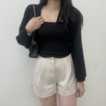 VANANA2 국내생산 여성 페미닌 스퀘어넥 베이직 나시 볼레로 가디건 세트