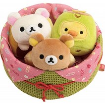 [크리스마스 선물추천] Rilakkuma (리락쿠마) 봄 과자 접이식 인형 세트 (리락쿠마 도라야키 코리락쿠마 카스테라 키이로이토리 말차 푸딩)