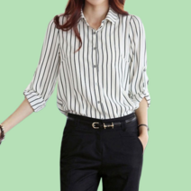 30대 여성 스트라이프 셔츠 세미 정장 남방 봄 가을