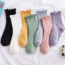 [알티피아] 데일리 여성 중목 패션 컬러 포인트 양말 7종 세트